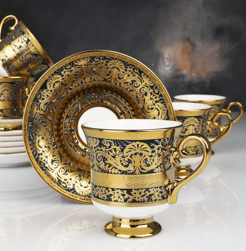 KOSOVA Morgan 6-Person Porcelain Coffee Cup & Saucer Set (90 ml)