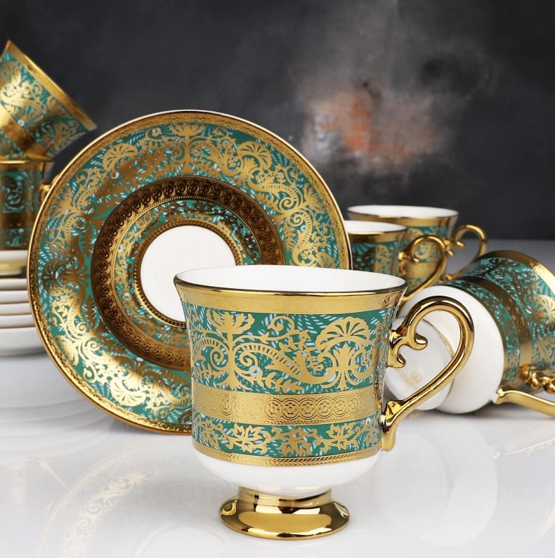 KOSOVA Morgan 6-Person Porcelain Coffee Cup & Saucer Set (90 ml)