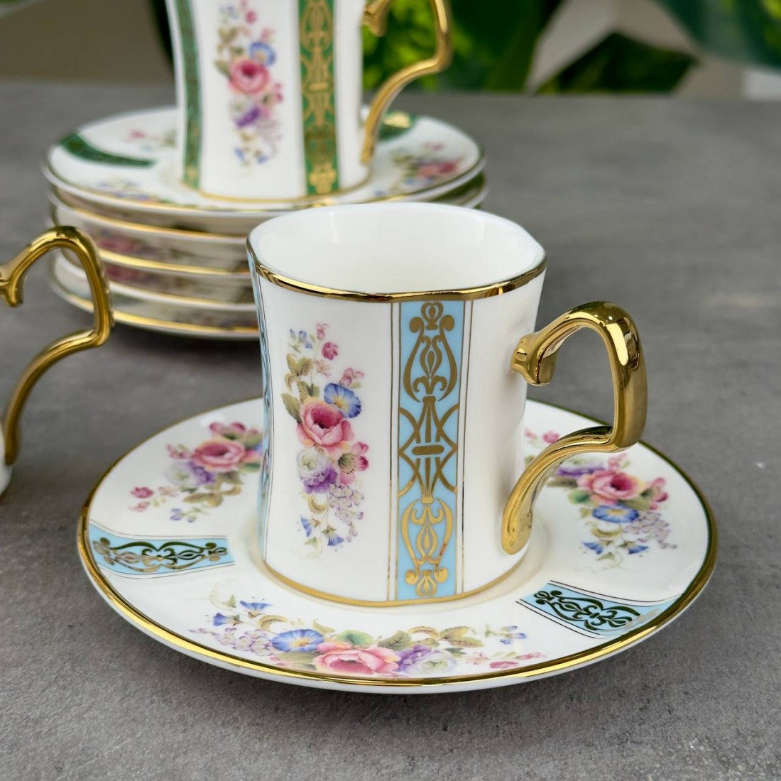 KOSOVA Cyrus 6‑Person Porcelain Coffee Cup & Saucer Set (90 ml)