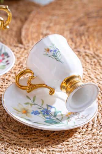 ACAR Lansy 6 Person Turkish Coffee Cup and Saucer Set