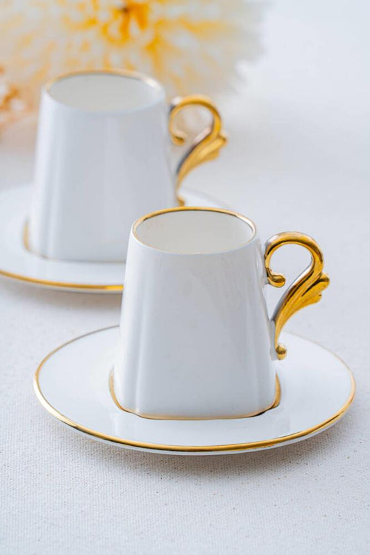 ACAR Luno Duo 2-Person Porcelain Coffee Cup & Saucer Set (90 ml)