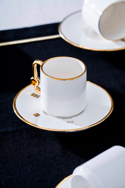 ACAR Metta 6-Person Porcelain Coffee Cup and Saucer Set