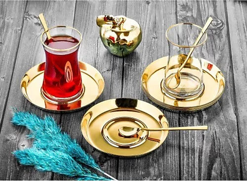 Ozlife Mess 12 Piece Tea Set - Gold Titanium