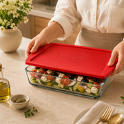 Pasabahce Rectangular Borcam Tray with Red Lid 1320 cc
