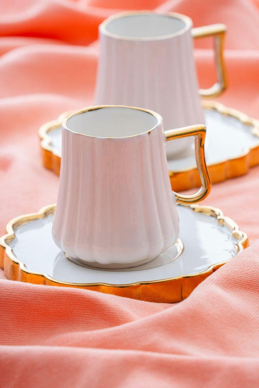 ACAR Petra 2-Person Porcelain Coffee Cup & Saucer Set (90 ml)