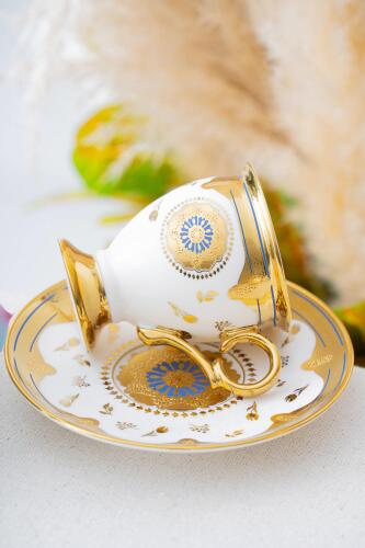 ACAR Zaira 6-Person Multicolor Porcelain Coffee Cup and Saucer Set (90 ml)