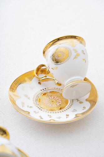 ACAR Zaira 6-Person Multicolor Porcelain Coffee Cup and Saucer Set (90 ml)